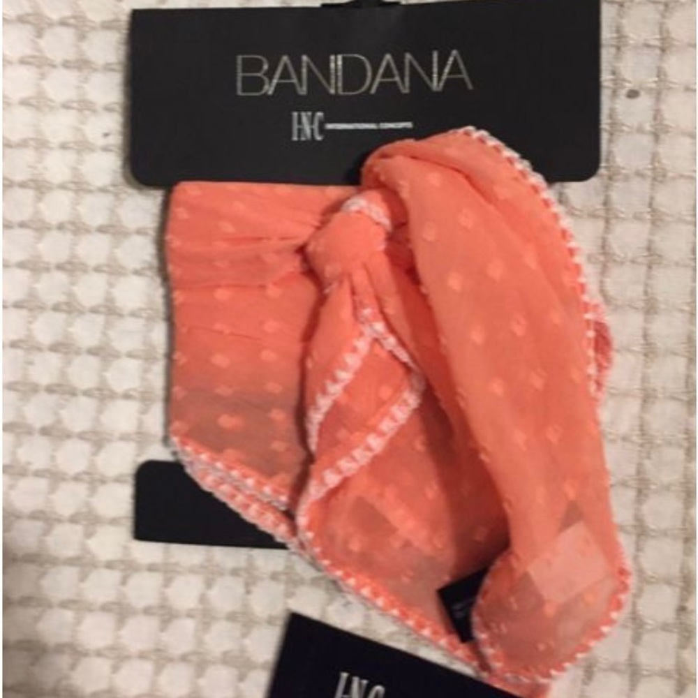 𝅺INC International Concepts Swiss Dot Bandana Scarf Coral. NWT